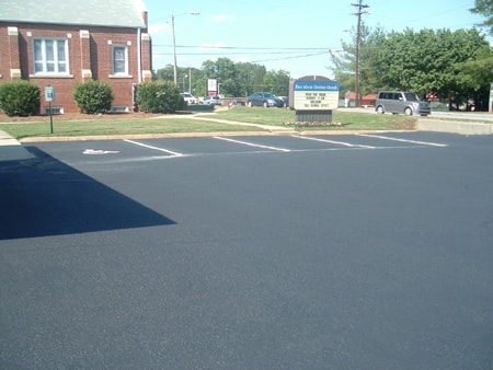 Church parking lot sealcoated & striped