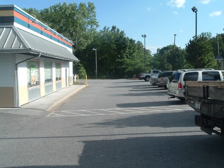 Restaurant parking lot before